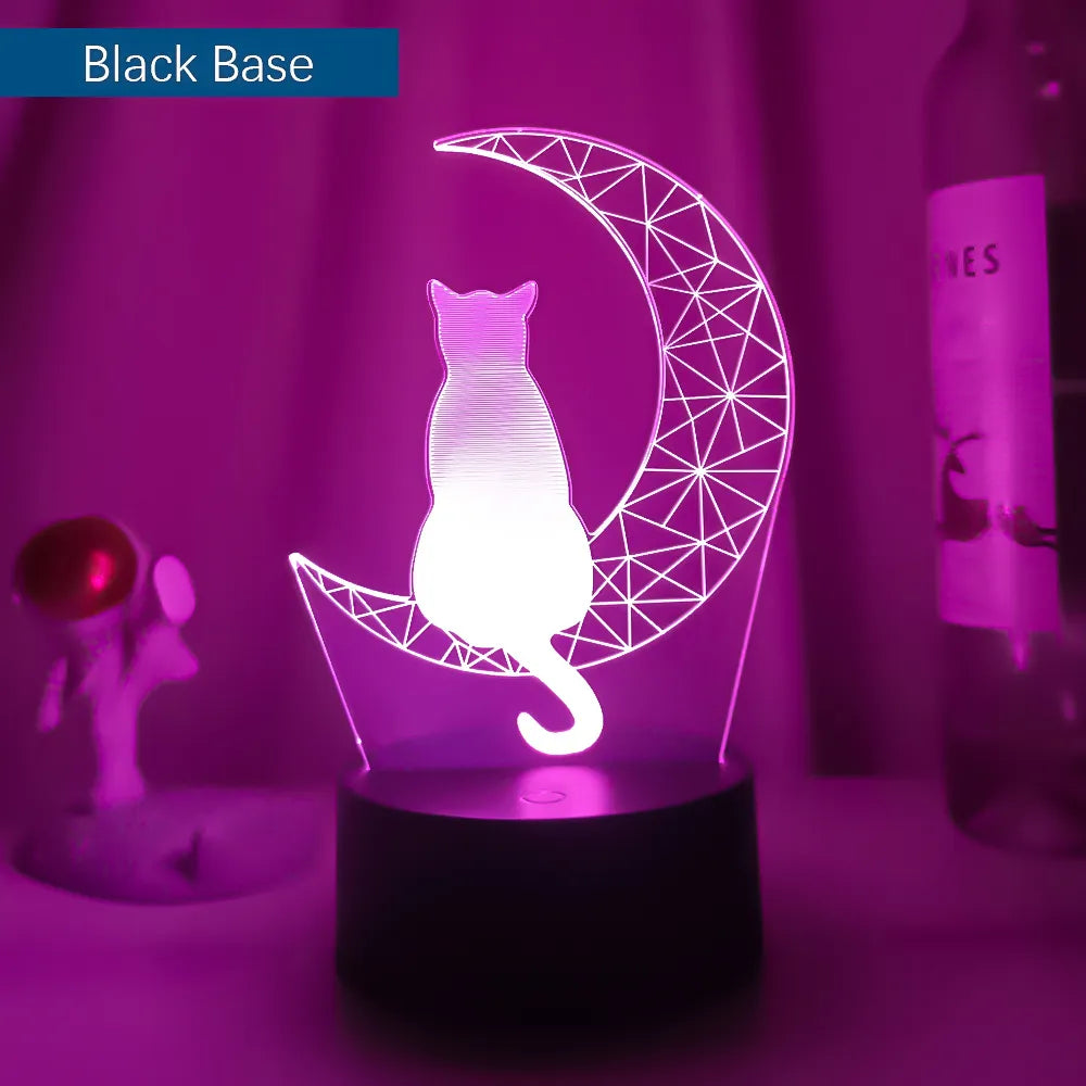 Lampe Veilleuse Chat 16 Color Remote / Black Base