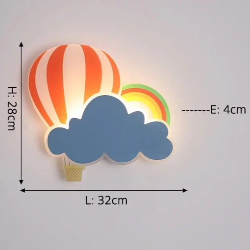 Veilleuse Murale Nuage Montgolfière avec arc-en-ciel